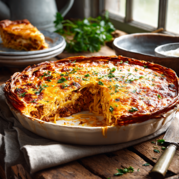 Super Easy, Cheesy Spaghetti Pie