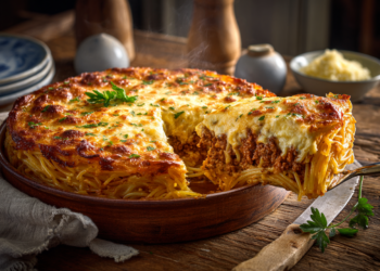 Super Easy, Cheesy Spaghetti Pie