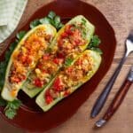Spicy Mexican Zucchini Boat On A Plate