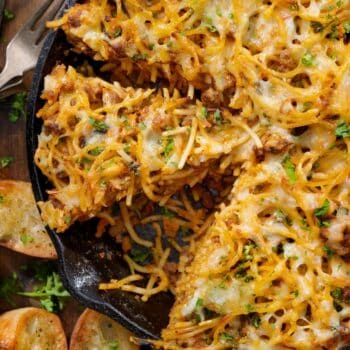 Super Easy, Cheesy Spaghetti Pie