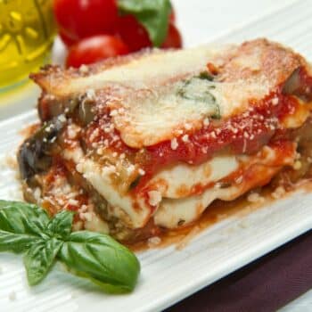 Heavenly Low-Carb Lasagna 2 A Slice Of Heavenly Low-Carb Lasagna With Basil On The Side