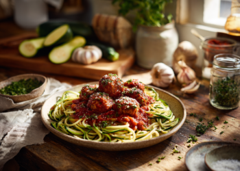 Healthy Turkey Meatballs With Zucchini Spaghetti