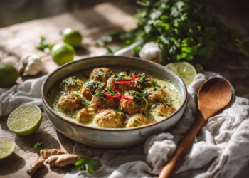 Creamiest Coconut Green Curry Chicken Balls