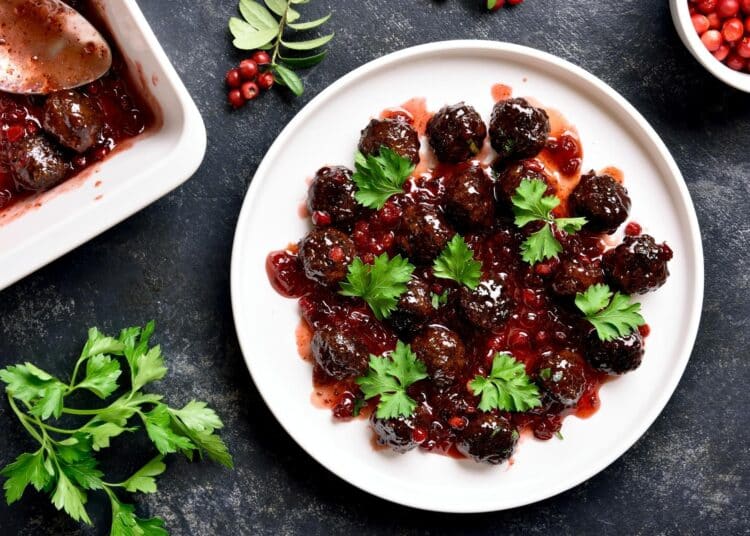 Swedish Paleo Meatballs And Cranberry Sauce