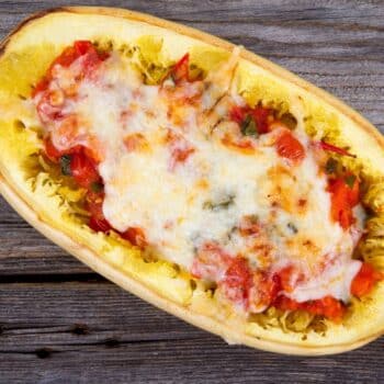 Whole30 Low-Carb Meatball Stuffed Spaghetti Squash With Melted Cheese