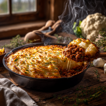 Appetizing Turkey Shepherd’s Pie With Mashed Cheddar Cauliflower