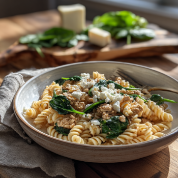 Easy Six Ingredient Fusilli Chicken And Spinach Recipe2
