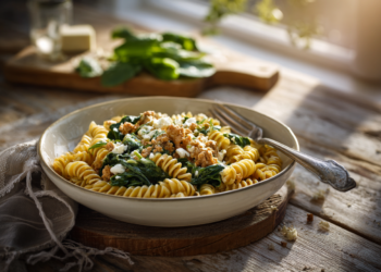 Easy Six Ingredient Fusilli Chicken And Spinach Recipe