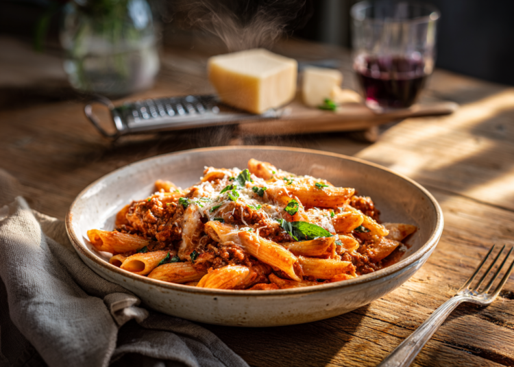 Easy One Pan Cheesy Meaty Penne