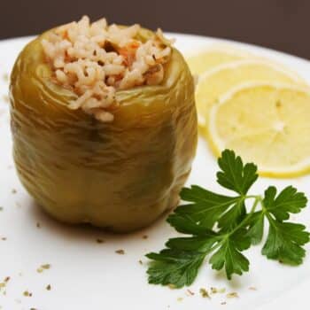 Irresistible Ground Beef Stuffed Mini Peppers Served With Sliced Lemons