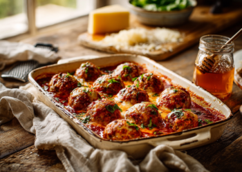 Glazed Chicken Parm Meatballs With Hot Honey