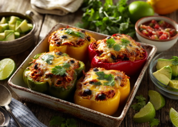 Fiery Chipotle Chicken And Lime Stuffed Peppers With Avocado Recipe