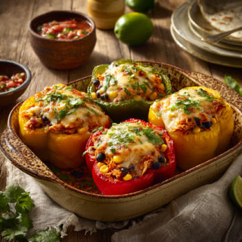 Fiery Chipotle Chicken And Lime Stuffed Peppers With Avocado Recipe
