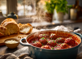 Creamy Meatballs Cooked In Tomato Sauce