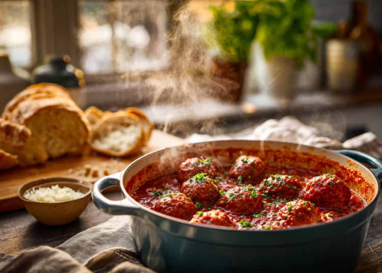 Creamy Meatballs Cooked In Tomato Sauce