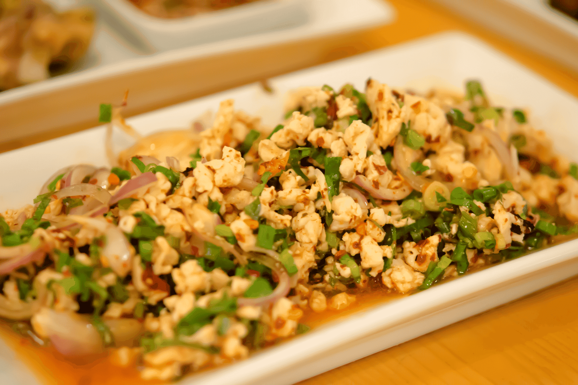 Spicy Mint Chopped Chicken With Ground Pork Recipe