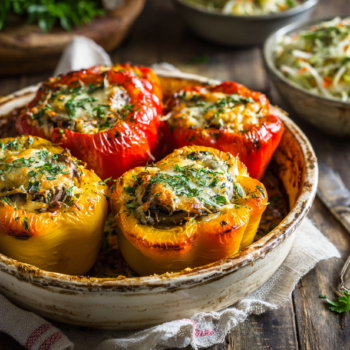 Cheesy Mushroom-Parmesan Stuffed Peppers