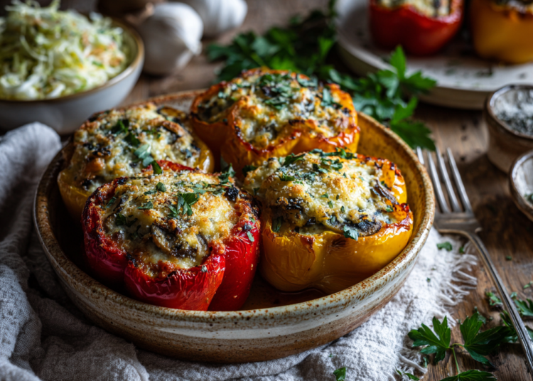 Cheesy Mushroom-Parmesan Stuffed Peppers