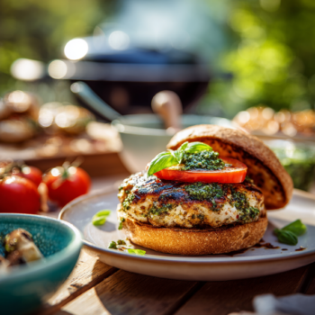 Delightful Chicken Pesto Burgers With Tomato Topping