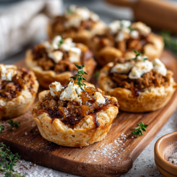Crispy Chicken And Balsamic Onion Goat Cheese Tartlets 2 Crispy Chicken And Balsamic Onion Goat Cheese Tartlets
