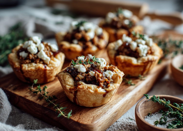 Crispy Chicken And Balsamic Onion Goat Cheese Tartlets 1 Crispy Chicken And Balsamic Onion Goat Cheese Tartlets