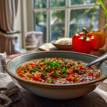 Yummy Slow Cooker Stuffed Pepper Soup Freezer Meal