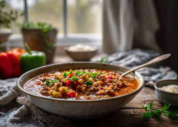 Yummy Slow Cooker Stuffed Pepper Soup Freezer Meal