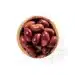 Red Kalamata Olives In Wood Bowl Isolated On White