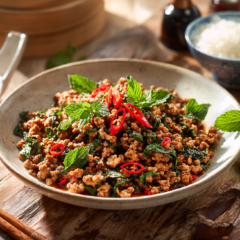 Spicy Mint Chopped Chicken With Ground Pork Recipe