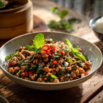 Spicy Mint Chopped Chicken With Ground Pork Recipe