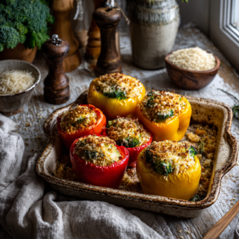 Hearty Broccoli And Rice Stuffed Peppers