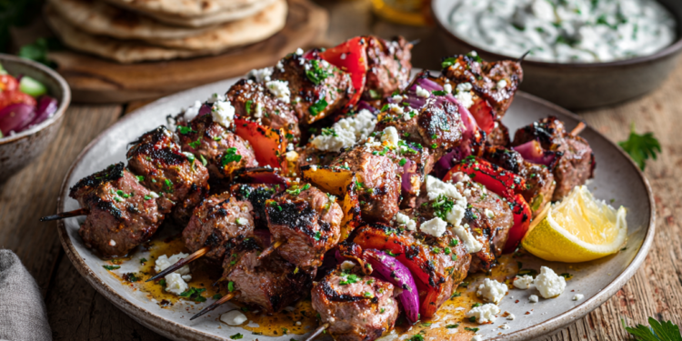 Minced Lamb Skewers With Feta Recipe