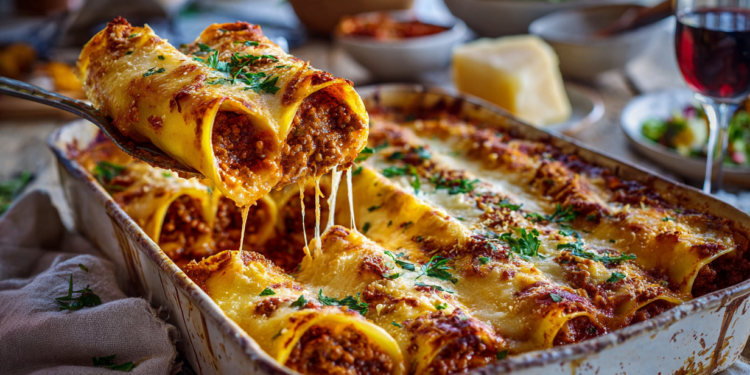 Cheesy Cannelloni Stuffed With Beef Mince
