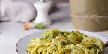 Shrimp And Spinach On Top Of Angel Hair Pasta