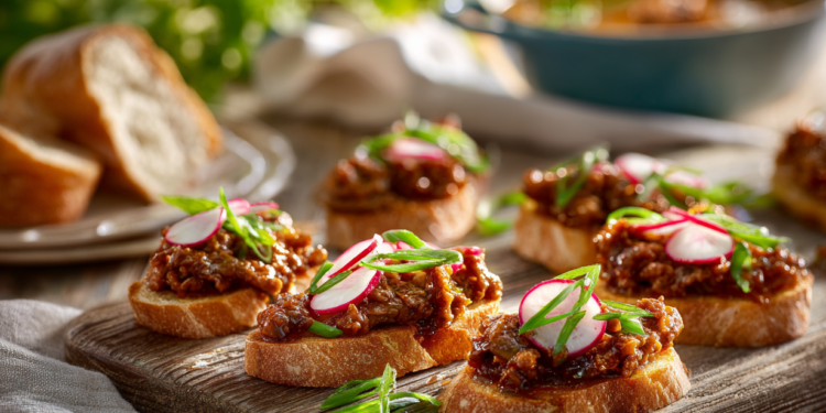 Crostini With Spicy Pork &Amp; Red Radish
