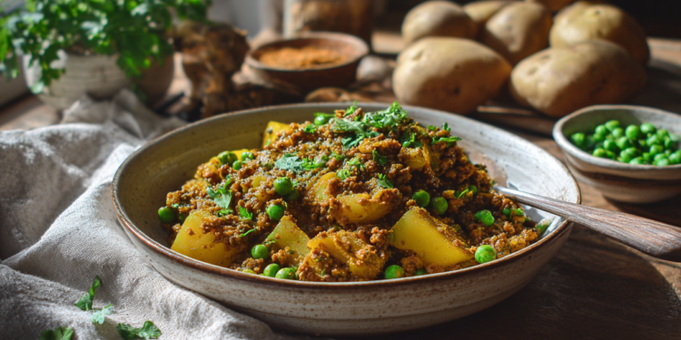 Curried Minced Lamb With Potatoes And Peas