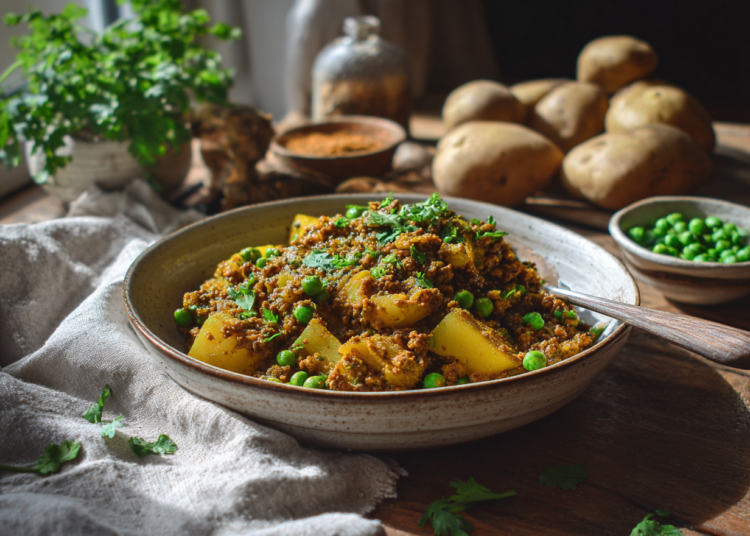 Curried Minced Lamb With Potatoes And Peas