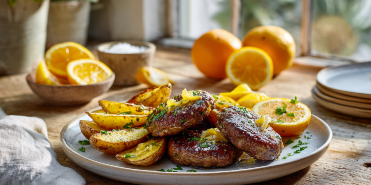 Unrepeatable Patties And Baked Potatoes With Orange-Lemon