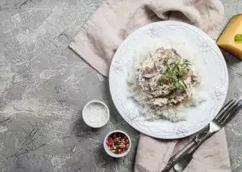 Ground Venison And Mushrooms On Rice