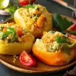 Finger-Licking Couscous and Shrimp Stuffed Peppers