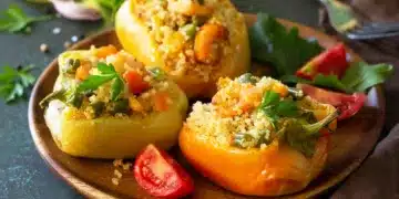 Finger-Licking Couscous And Shrimp Stuffed Peppers