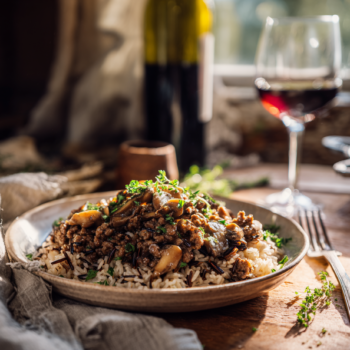 Ground Venison And Mushrooms On Rice (Or Spaghetti) 2 Ground Venison And Mushrooms On Rice (Or Spaghetti)