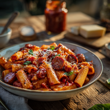 Delicious Spicy Sausage Pasta 2 Delicious Spicy Sausage Pasta