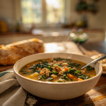 Hearty Ground Chicken And Kale Soup