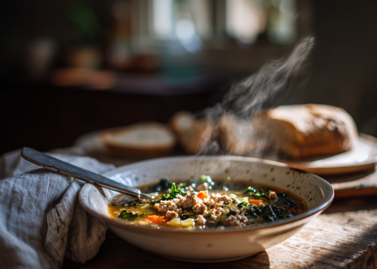 Hearty Ground Chicken And Kale Soup