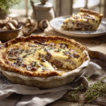 Traditional French Mushroom And Smoked Beef Quiche