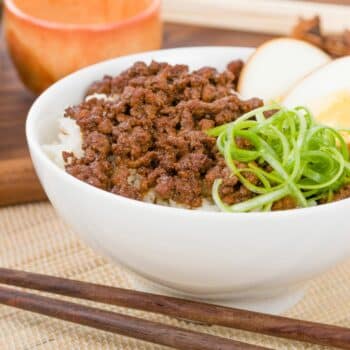 Chinese Braised Minced Pork Over Rice With Sliced Hard-Boiled Egg