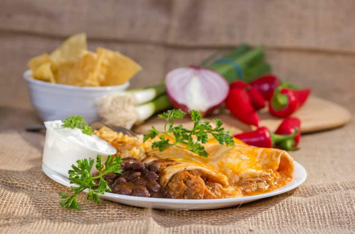 High-Protein Diet Firehouse Enchiladas On A White Plate