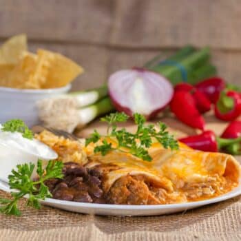 High-Protein Diet Firehouse Enchiladas On A White Plate