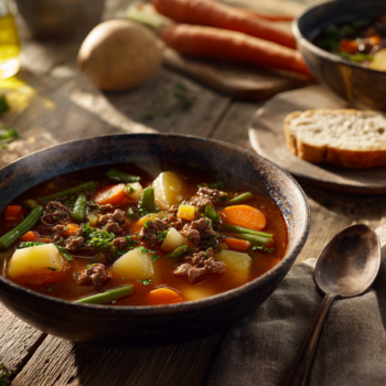 Hearty Ground Beef And Vegetable Soup